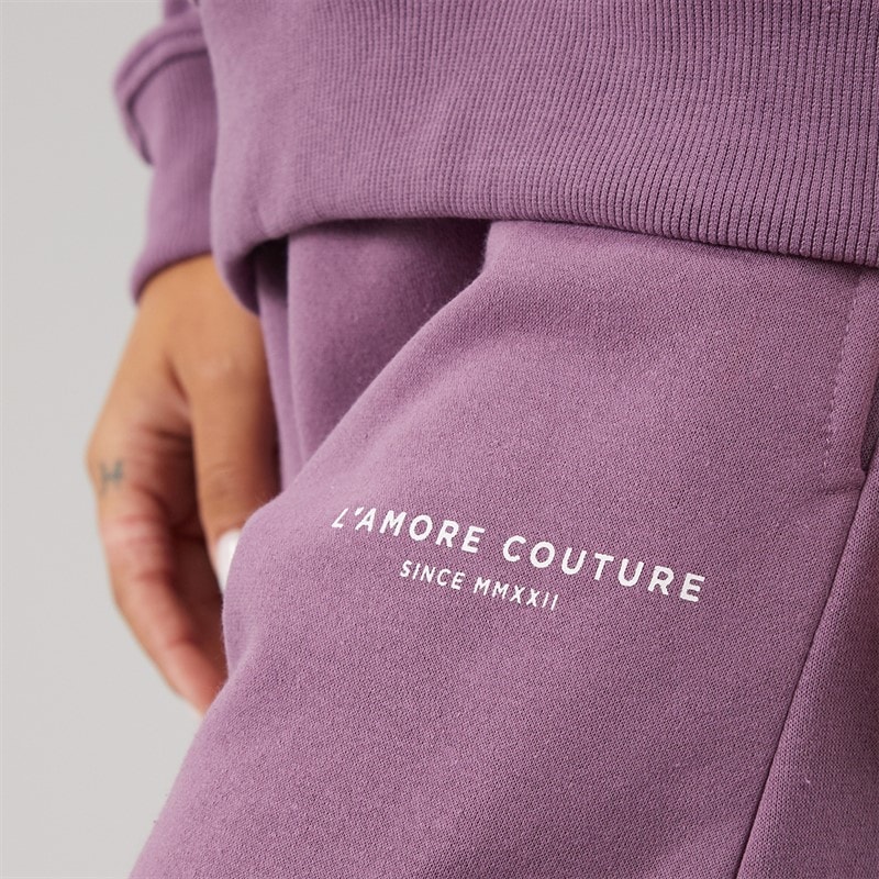 L'amore Couture Womens Novalie Wide Leg Joggers Grape - Image 3