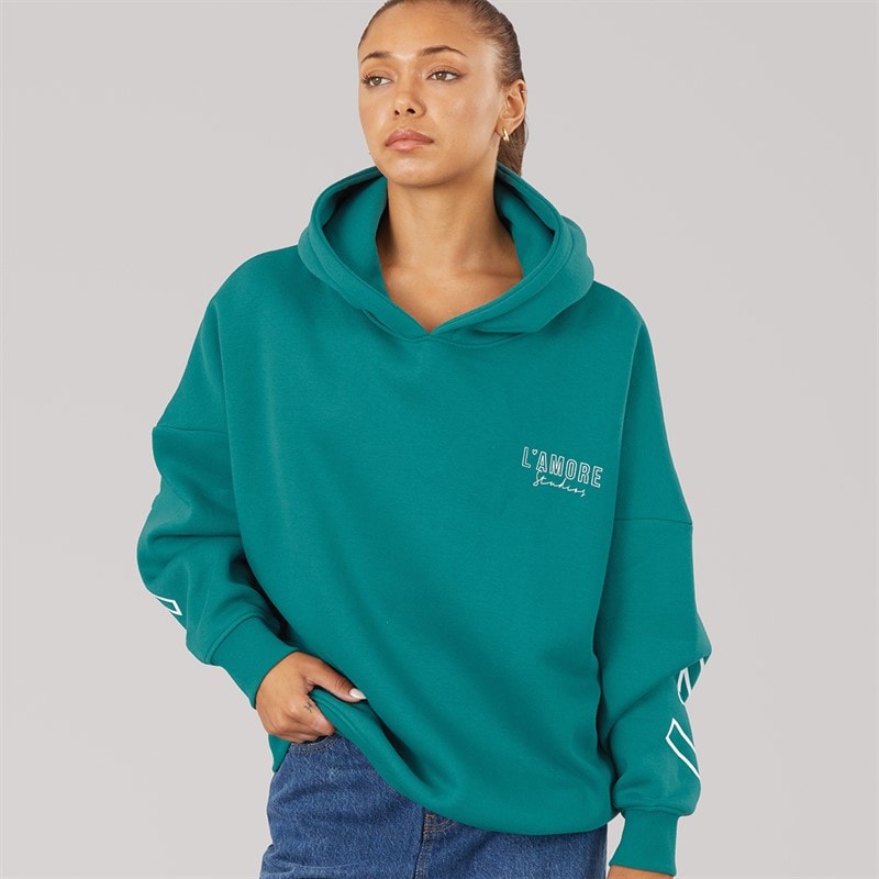 L'amore Couture Womens Norwalk Hoodie Teal - Image 2