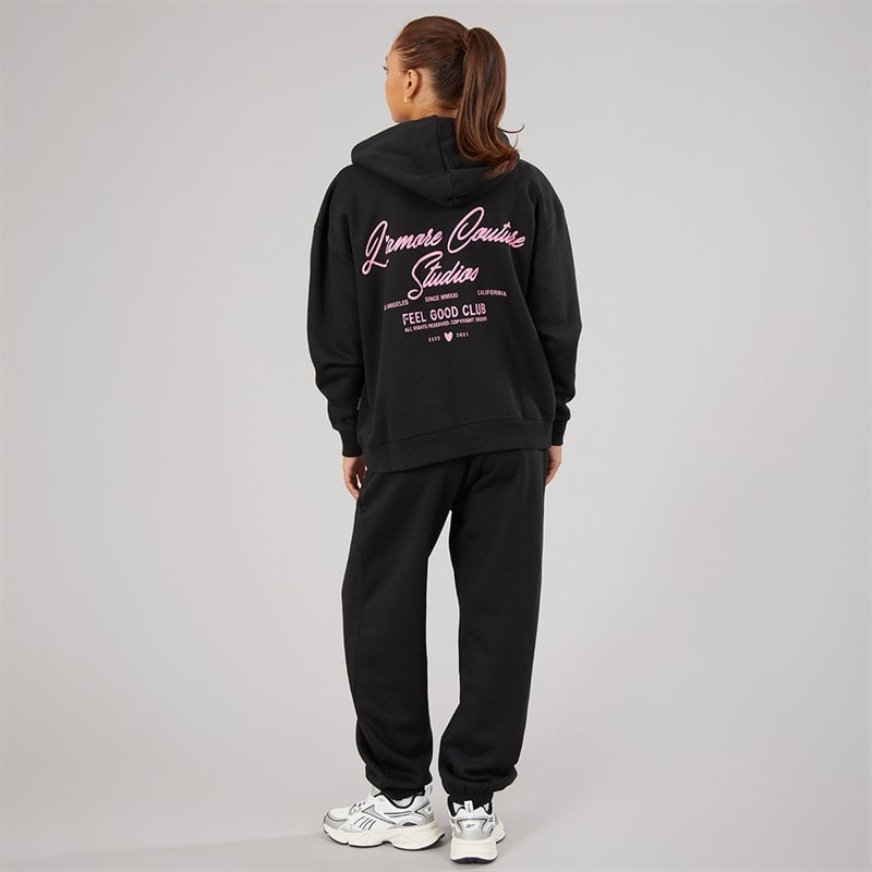 L'amore Couture Womens Feel Good Club Hoodie And Joggers Tracksuit Black - Image 3