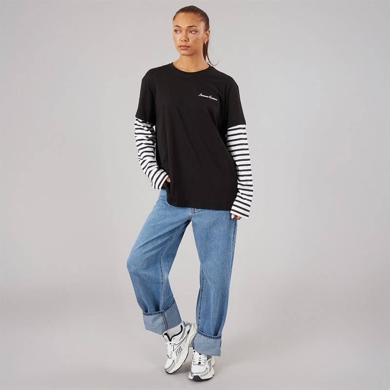 L'amore Couture Womens Cali 2-In-1 Long Sleeve T-Shirt Black - Image 3