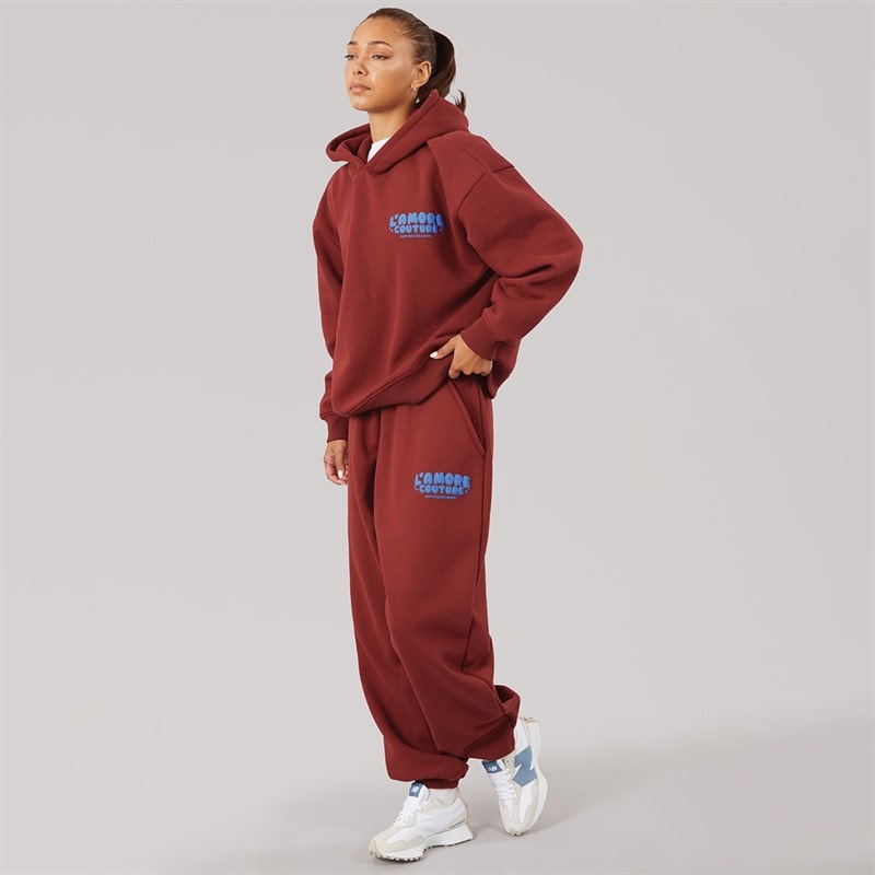 L'amore Couture Womens Leisure Hoodie Burgundy - Image 3