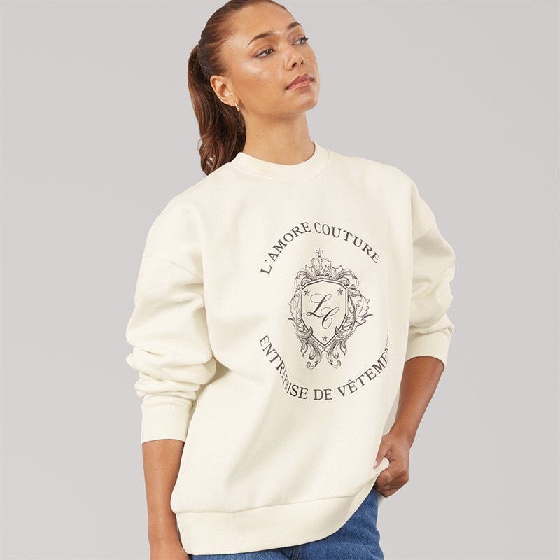 L'amore Couture Womens Genevra Sweatshirt Cream - Image 1