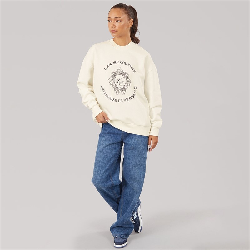 L'amore Couture Womens Genevra Sweatshirt Cream - Image 3