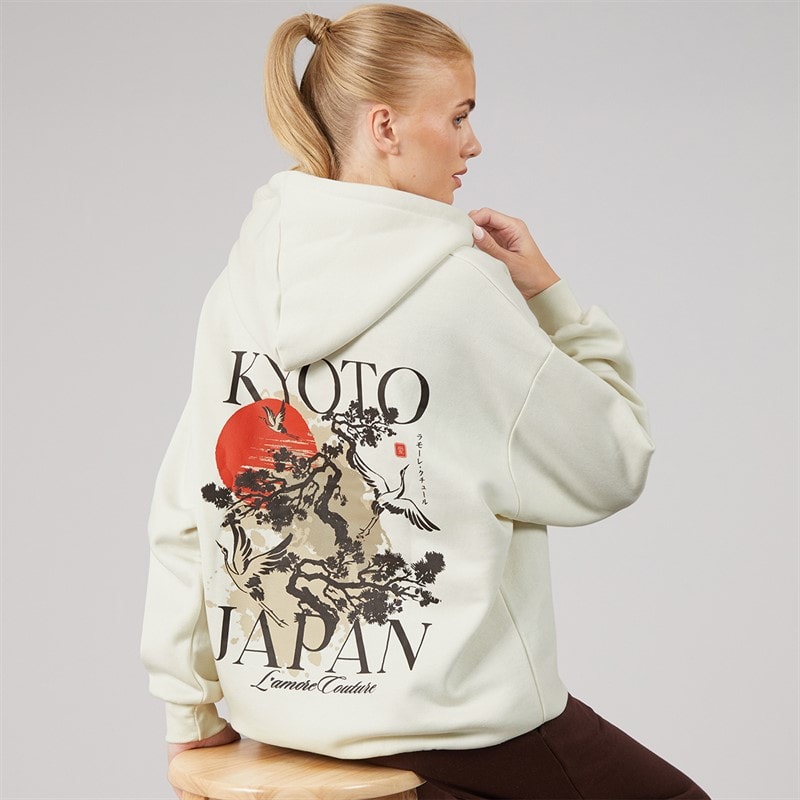 L'amore Couture Womens Japan Hoodie Cream - Image 1