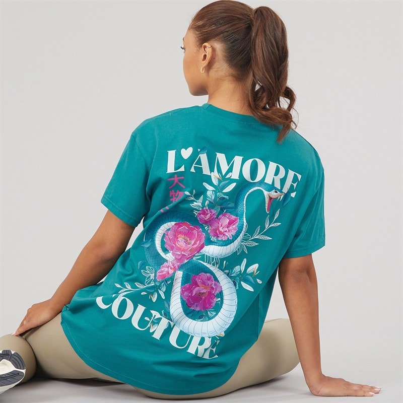 L'amore Couture Womens Yara Oversized T-Shirt Teal