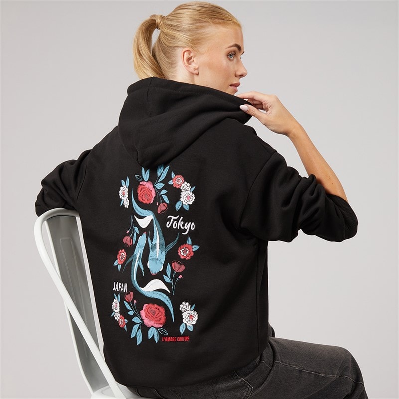 L'amore Couture Womens Tokyo Hoodie Black - Image 1