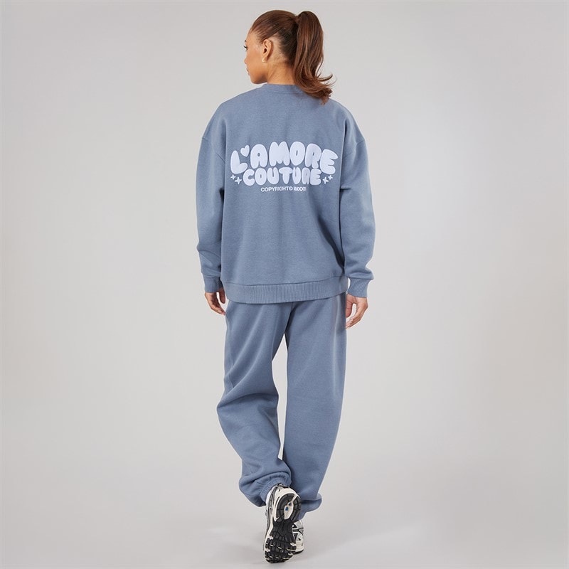 L'amore Couture Womens Breia Sweatshirt And Joggers Tracksuit Stone Blue - Image 3