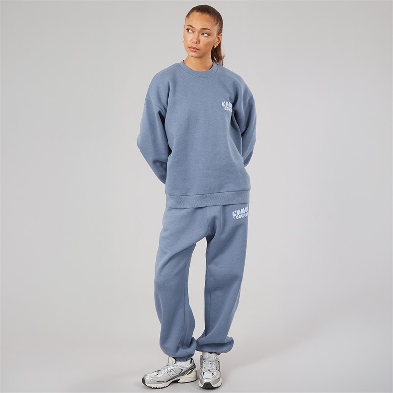 L'amore Couture Womens Breia Sweatshirt And Joggers Tracksuit Stone Blue - Image 4