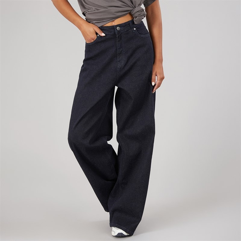 L'amore Couture Womens Tyra Wide Jeans Dark Blue - Image 1