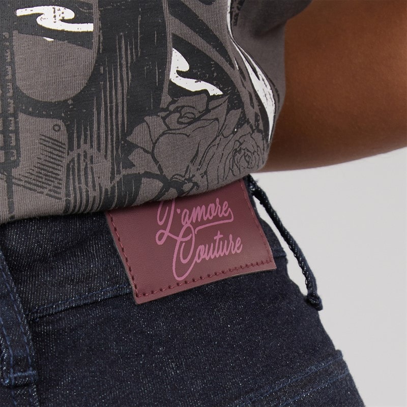 L'amore Couture Womens Tyra Wide Jeans Dark Blue - Image 3