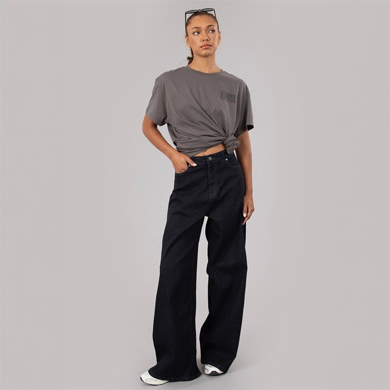 L'amore Couture Womens Tyra Wide Jeans Dark Blue - Image 4