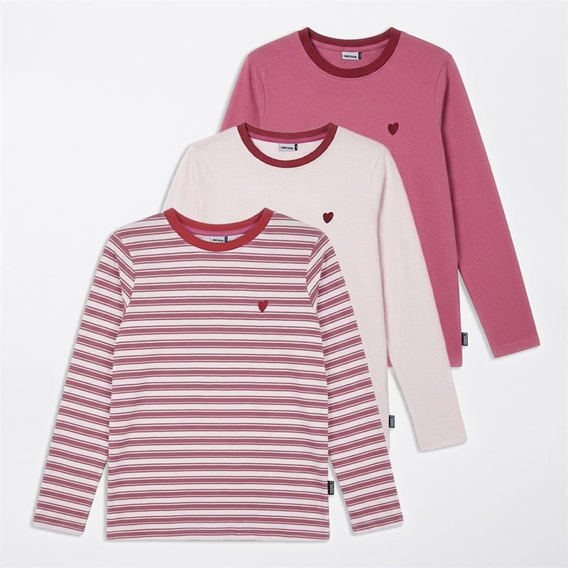 L'amore Couture Womens Eleadora Three Pack Long Sleeve T-Shirts Stripe/Pink/Violet - Image 1