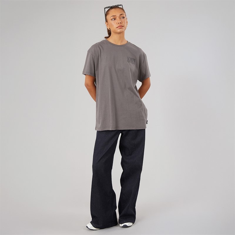 L'amore Couture Womens Sorrell Oversized T-Shirt Charcoal - Image 3
