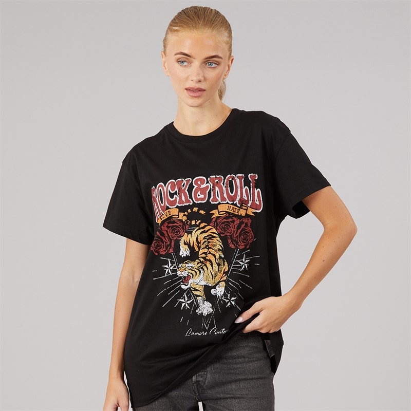 L'amore Couture Womens Denali Oversized T-Shirt Black - Image 1