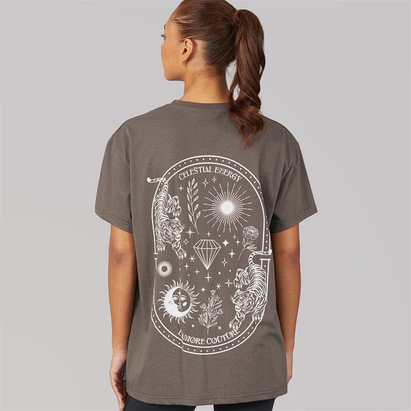 L'amore Couture Womens Juniper Oversized T-Shirt Charcoal