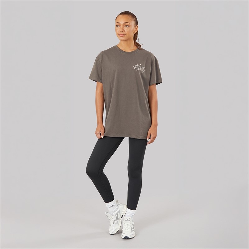 L'amore Couture Womens Juniper Oversized T-Shirt Charcoal - Image 4
