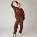L'amore Couture Womens LC Athletic Hoodie And Joggers Tracksuit Brown