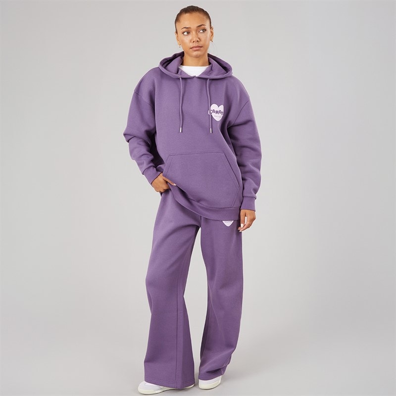 L'amore Couture Womens Brinas Hoodie And Wide Leg Joggers Tracksuit Grape - Image 4