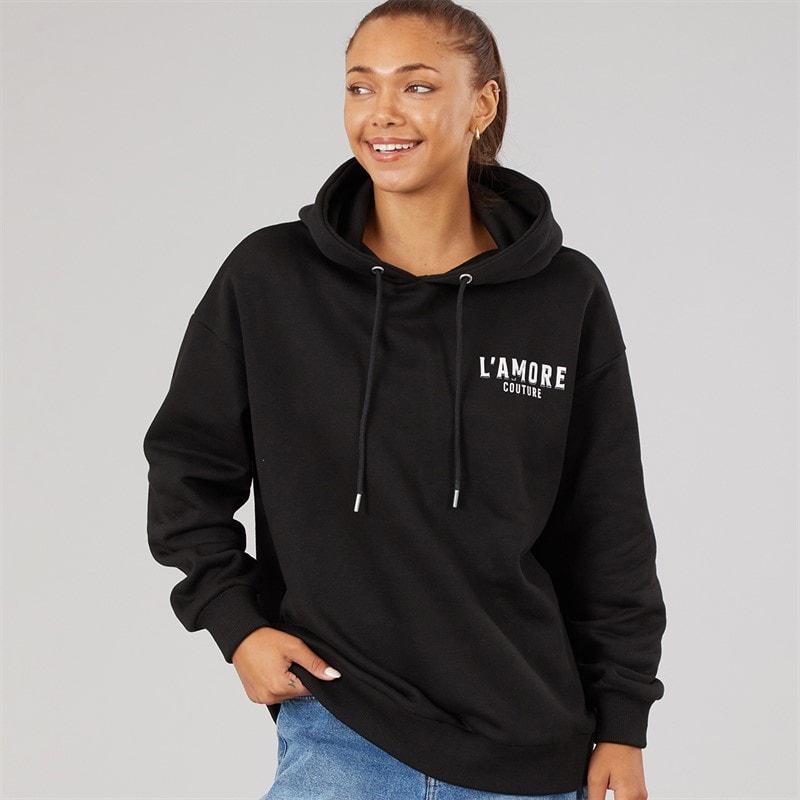 L'amore Couture Womens Aralyn Hoodie Black - Image 2