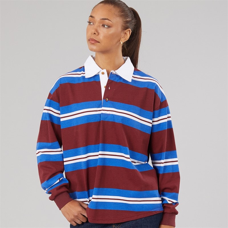 L'amore Couture Womens Palomas Rugby Shirt Burgundy