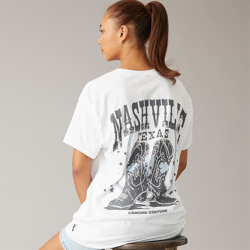 L'amore Couture Womens Texas T-Shirt White - Image 1