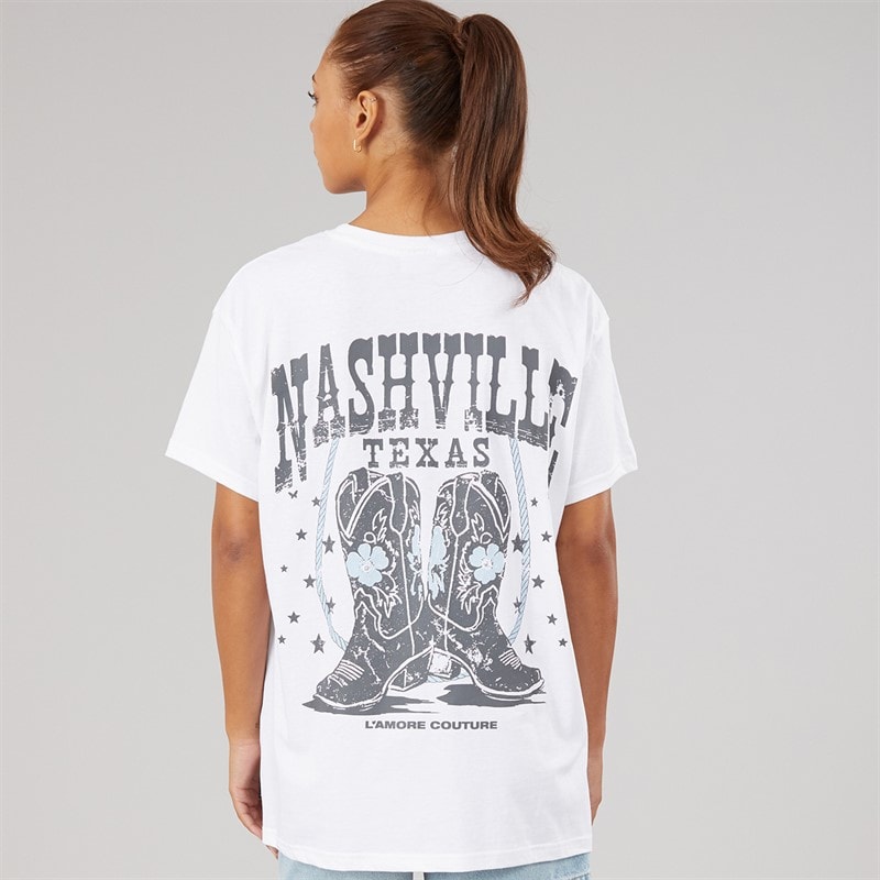L'amore Couture Womens Texas T-Shirt White - Image 3