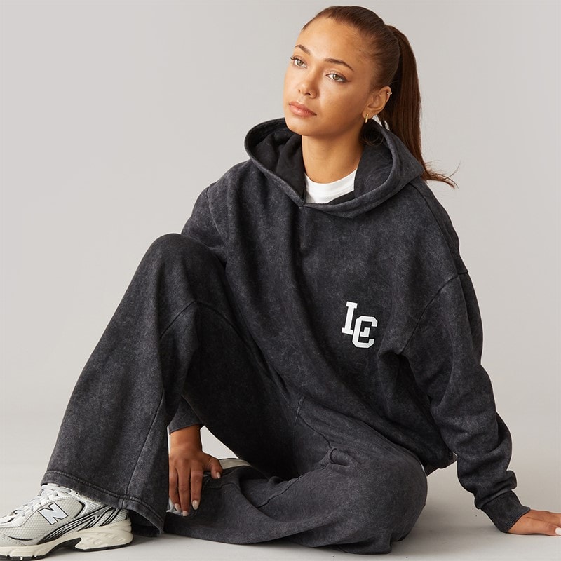 L'amore Couture Womens Benton Hoodie And Wide Leg Joggers Tracksuit Black - Image 1