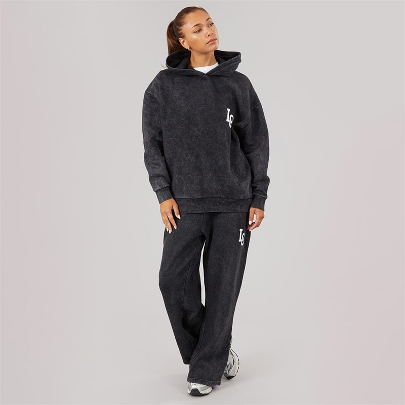 L'amore Couture Womens Benton Hoodie And Wide Leg Joggers Tracksuit Black - Image 4