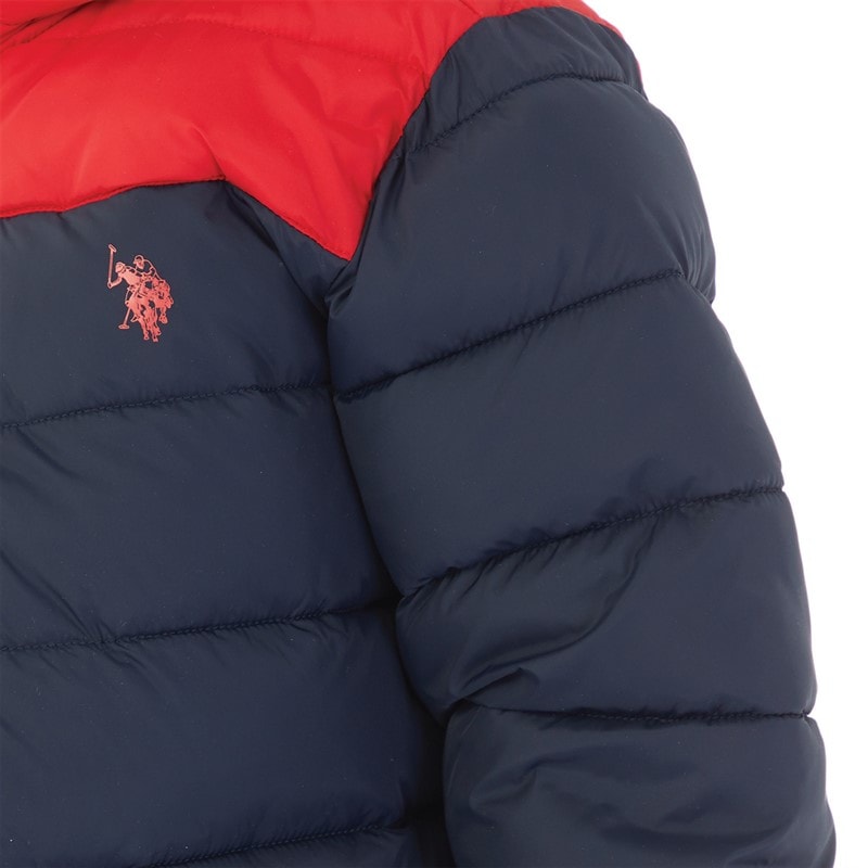 U.S. POLO ASSN. Boys Colour Block Yoke Puffer Jacket Navy Blazer - Image 3