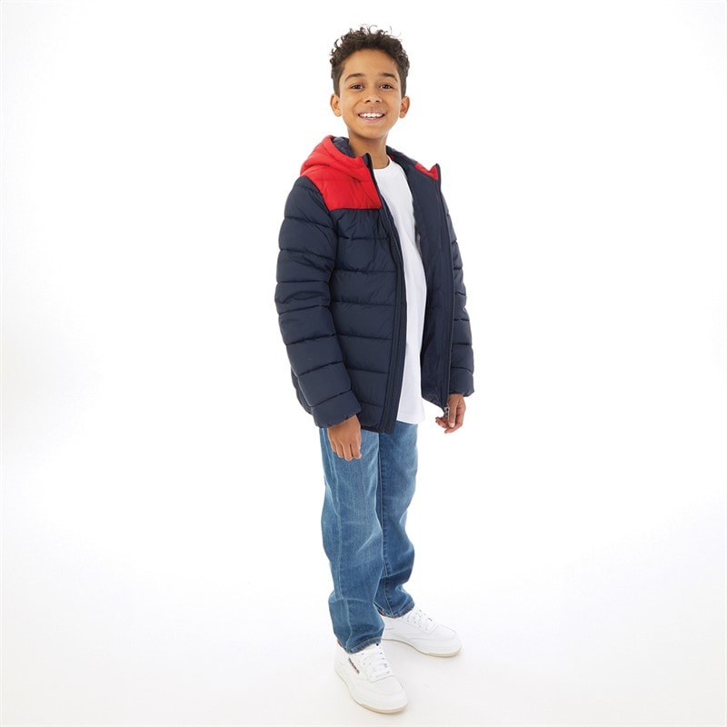 U.S. POLO ASSN. Boys Colour Block Yoke Puffer Jacket Navy Blazer - Image 4