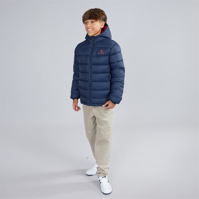 U.S. POLO ASSN. Boys Hooded Quilted Jacket Dark Sapphire Navy - Image 4