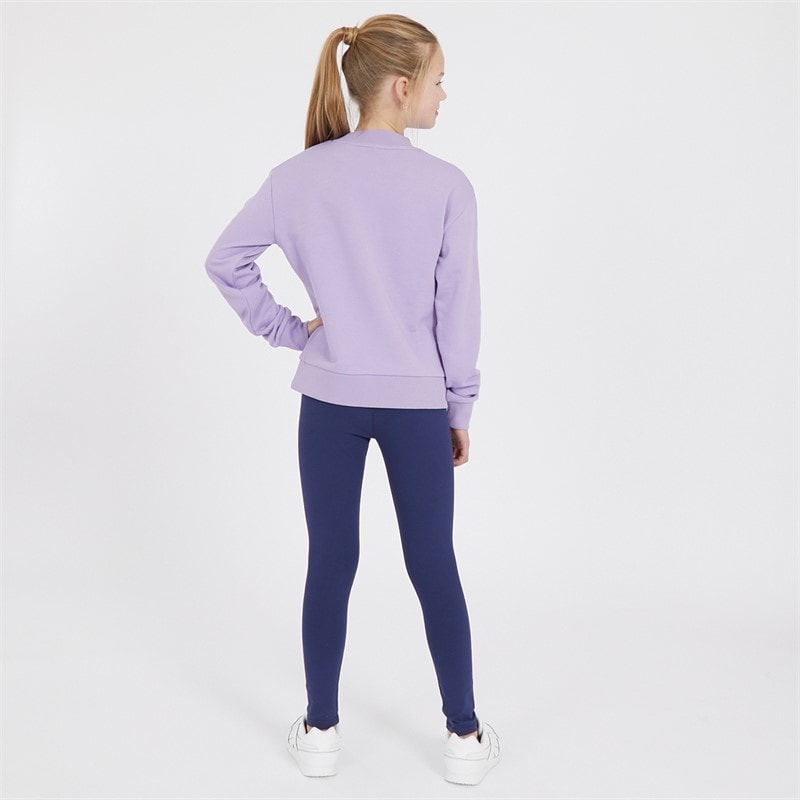 U.S. POLO ASSN. Girls Script Crew Sweatshirt And Leggings Tracksuit Medieval Blue - Image 2