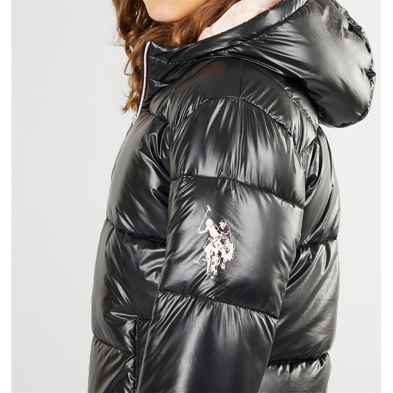 U.S. POLO ASSN. Girls Long Puffer Coat Black - Image 3