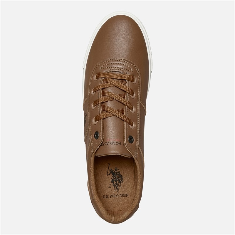 U.S. POLO ASSN. Mens Bobby PU Trainers Tan/Navy PU - Image 4