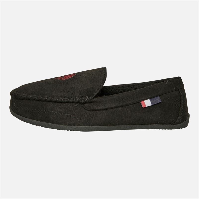 U.S. POLO ASSN. Mens Miky Moccasin Slippers Black/Red - Image 2