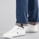 U.S. POLO ASSN. Mens Bobby PU Trainers White/Navy PU