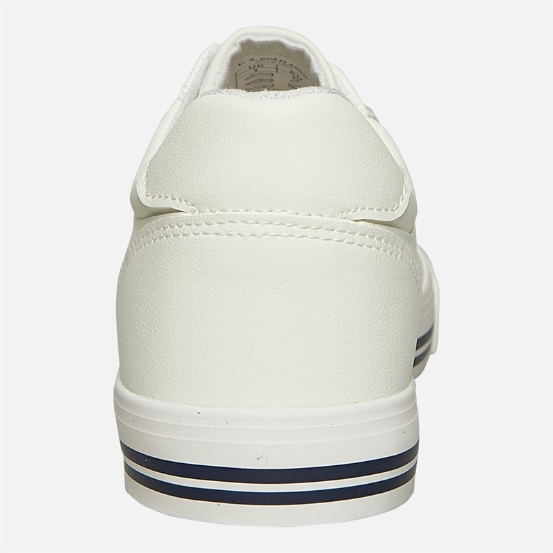 U.S. POLO ASSN. Mens Bobby PU Trainers White/Navy PU - Image 3