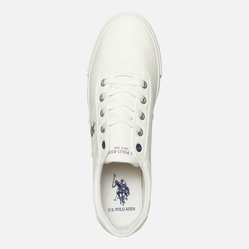 U.S. POLO ASSN. Mens Bobby PU Trainers White/Navy PU - Image 4