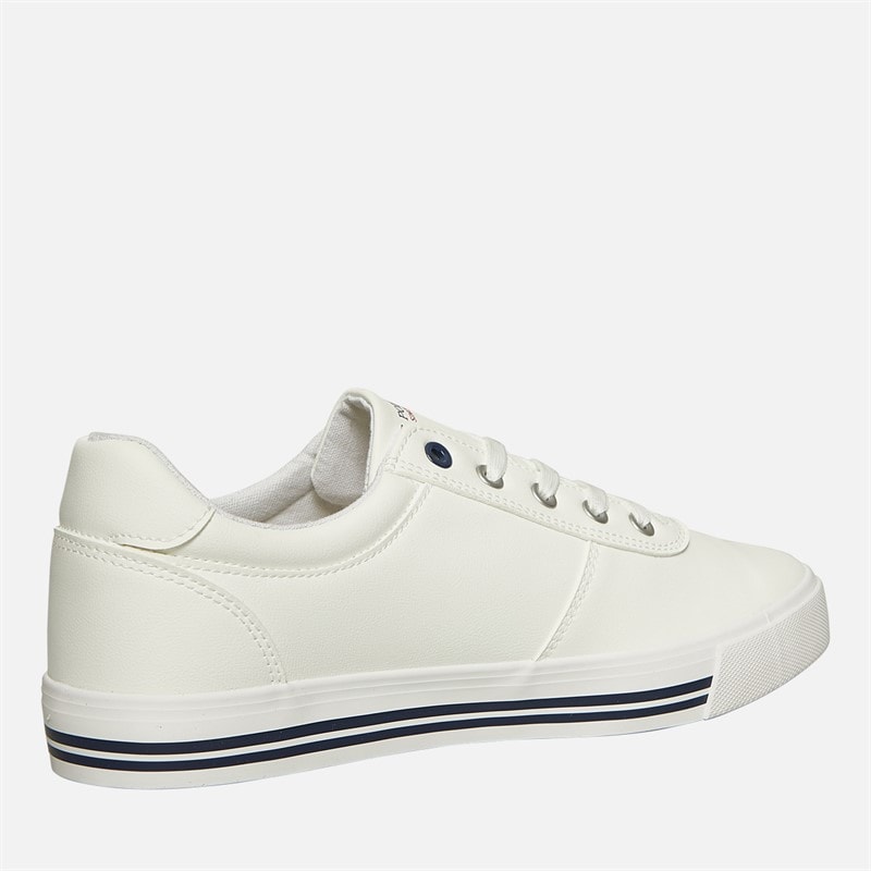 U.S. POLO ASSN. Mens Bobby PU Trainers White/Navy PU - Image 5