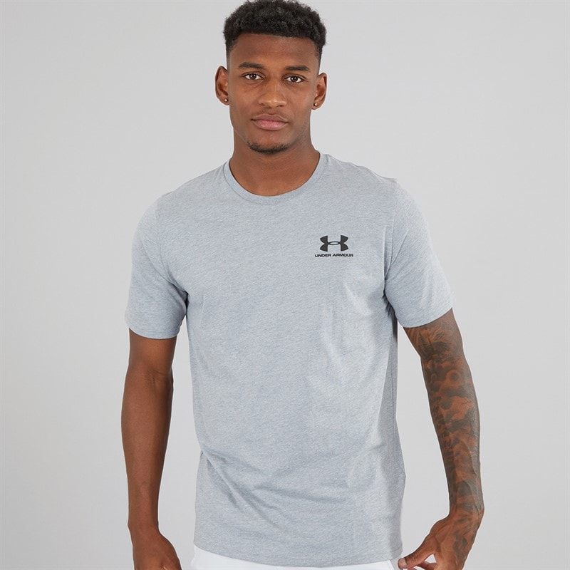 Under Armour Mens UA Sportstyle Left Chest Short Sleeve T-Shirt Steel Light Heather / Black - Image 1