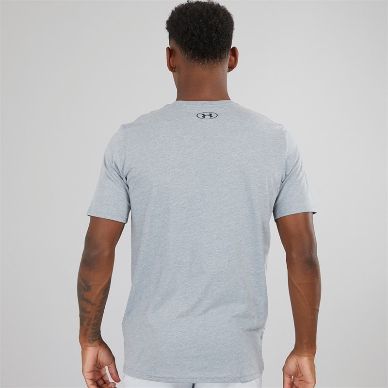 Under Armour Mens UA Sportstyle Left Chest Short Sleeve T-Shirt Steel Light Heather / Black - Image 2