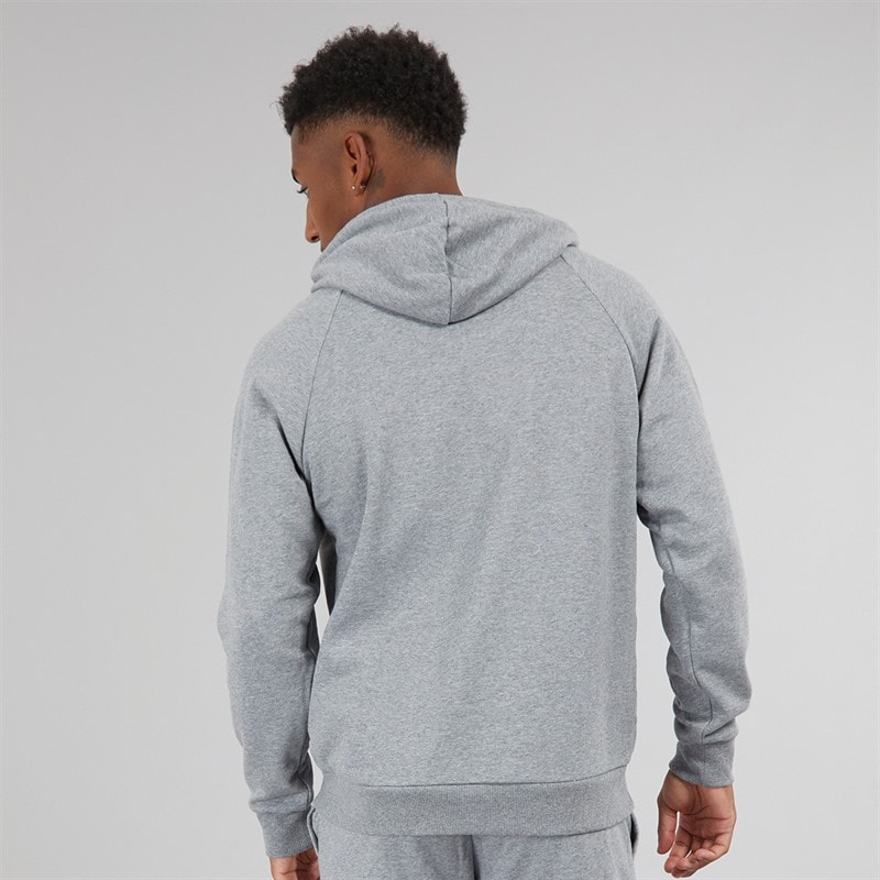 Under Armour Mens UA Rival Fleece Logo Hoodie Castlerock Light Hearther/White - Image 2