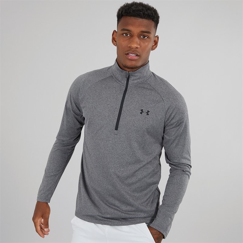 Under Armour Mens UA Tech 2.0 1/2 Zip Top Carbon Heather/Black