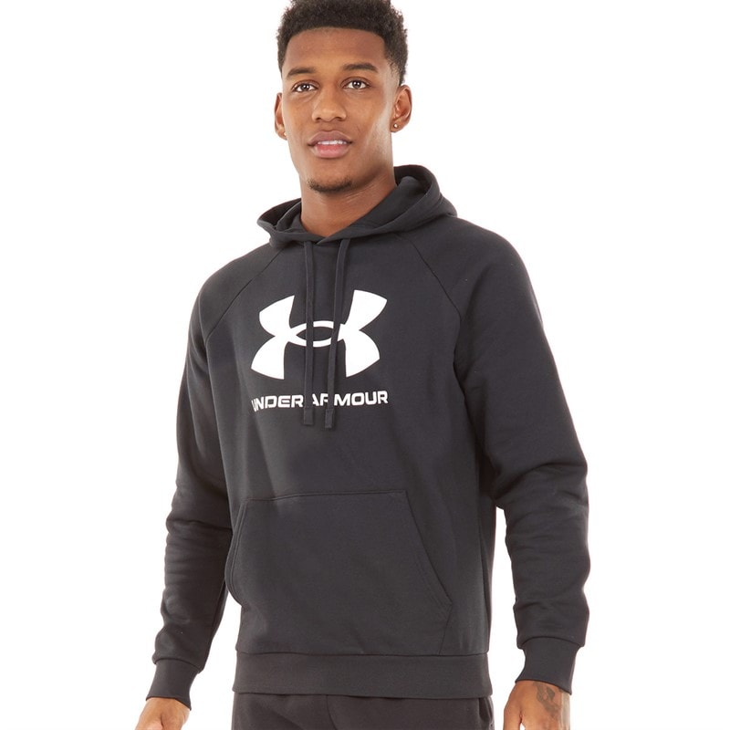 Under Armour Mens UA Rival Fleece Logo Hoodie Black/White - Image 1