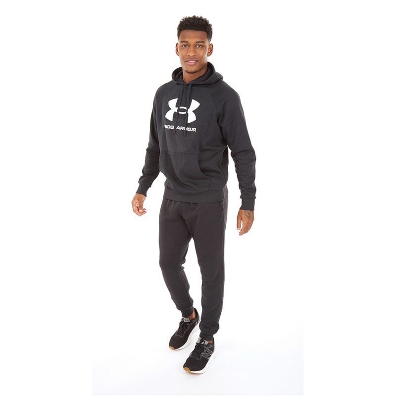 Under Armour Mens UA Rival Fleece Logo Hoodie Black/White - Image 3