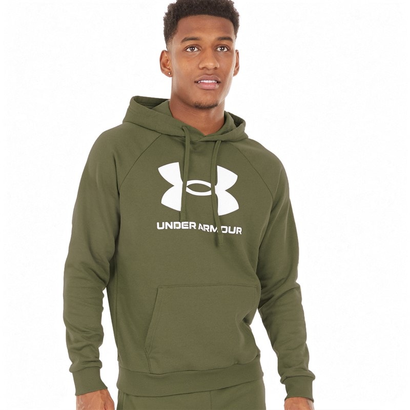 Under Armour Mens UA Rival Fleece Logo Hoodie Marine OD Green/White - Image 1