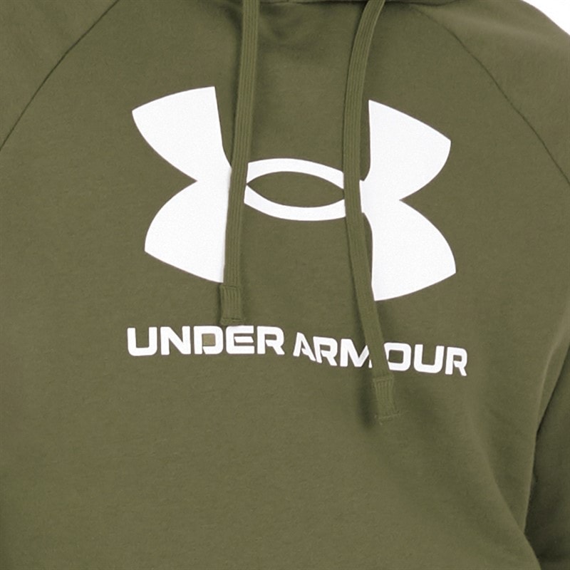 Under Armour Mens UA Rival Fleece Logo Hoodie Marine OD Green/White - Image 3