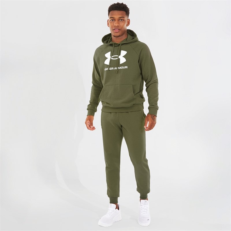 Under Armour Mens UA Rival Fleece Logo Hoodie Marine OD Green/White - Image 4