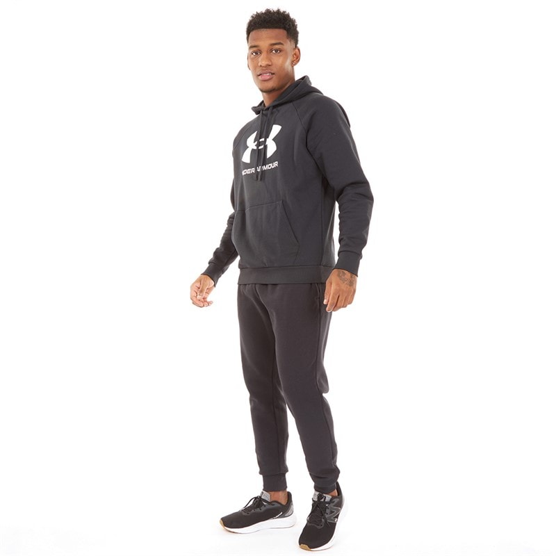 Under Armour Mens UA Rival Fleece Joggers Black/White - Image 3