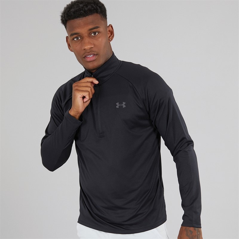 Under Armour Mens UA Tech 2.0 1/2 Zip Top Black/Charcoal